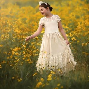 Trish Scully Girls Cream Gown